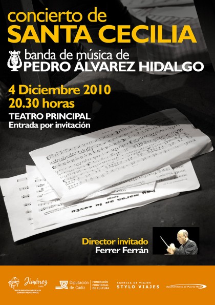 cartel concierto Santa Cecilia, Ferrer Ferrán, Pedro Álvarez Hidalgo